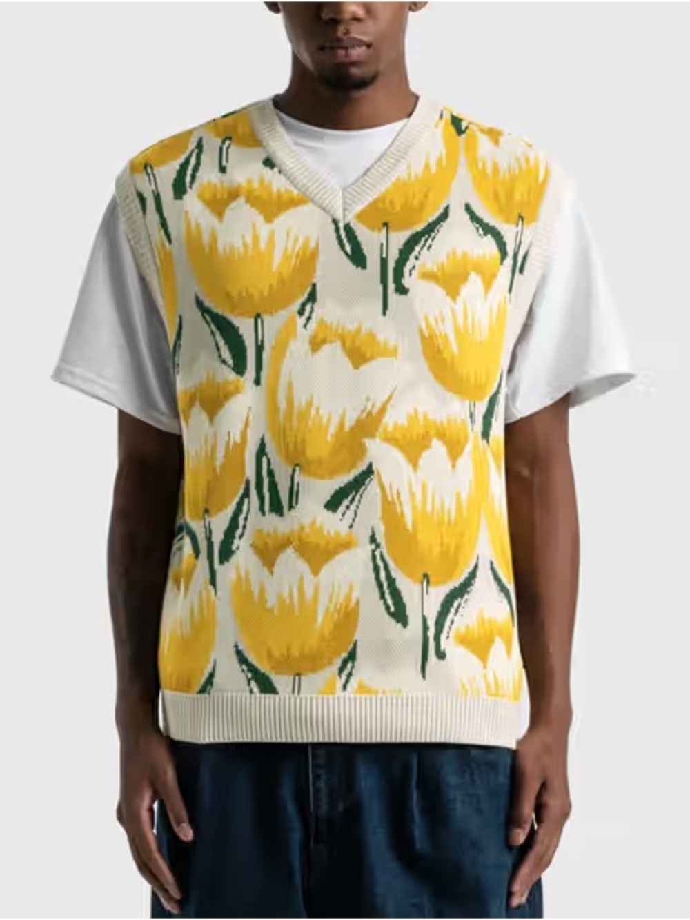 AWAKE NY Tulip Knit  Sweater Vest Adult Small AOP Unisex Cotton Blend